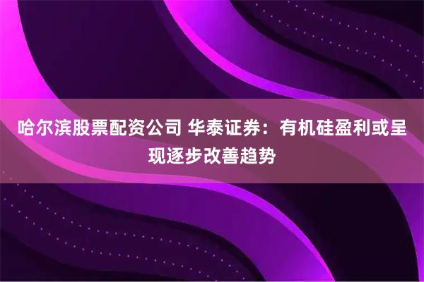 哈尔滨股票配资公司 华泰证券：有机硅盈利或呈现逐步改善趋势